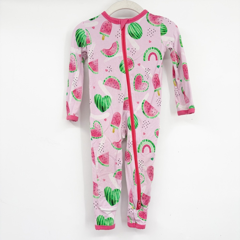 Soulbaby Girls Pink Summer Watermelon Heart Print Bamboo Zippy Sleeper Size 3-6M